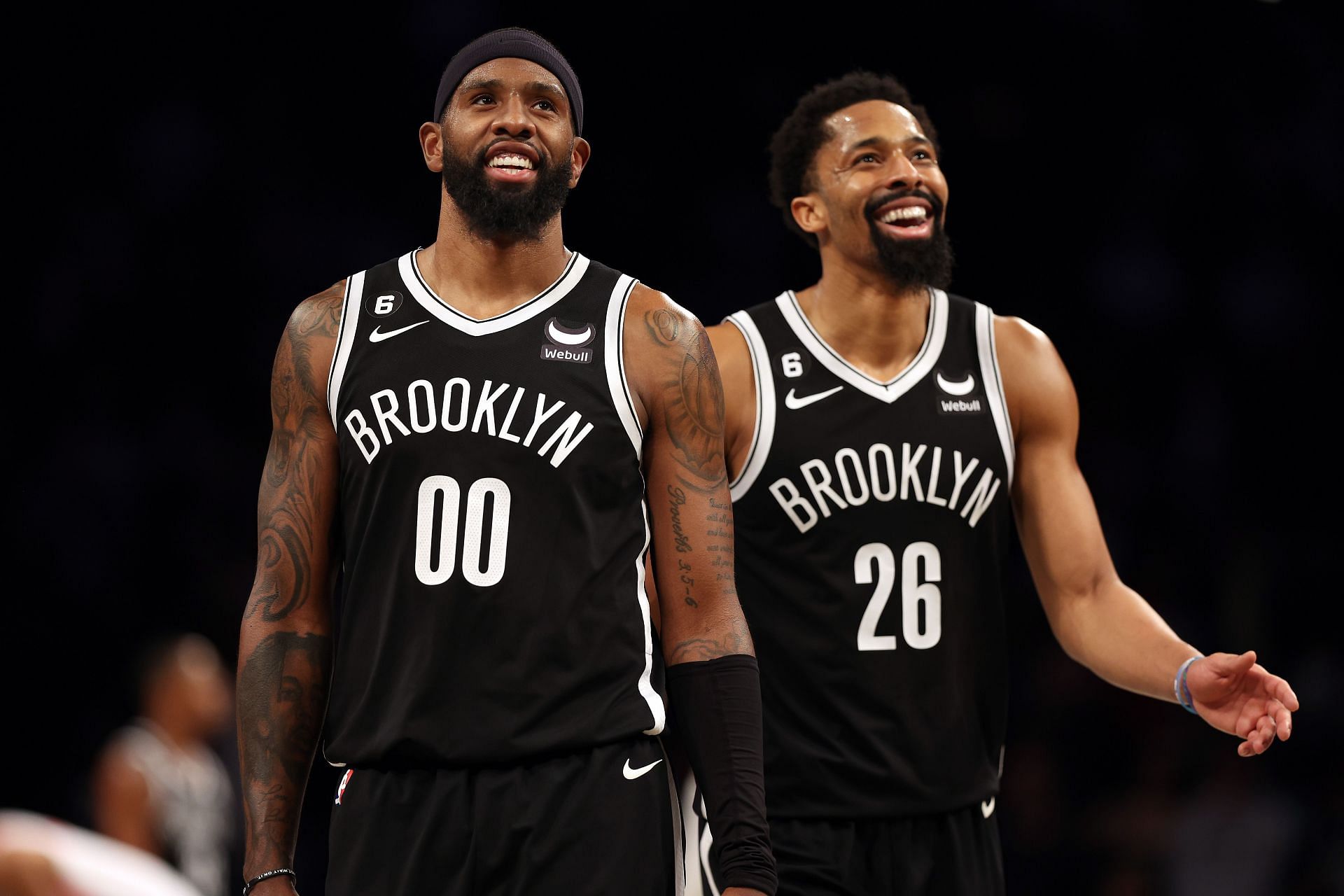 Royce O&#039;Neal and Spencer Dinwiddie of the Brooklyn Nets