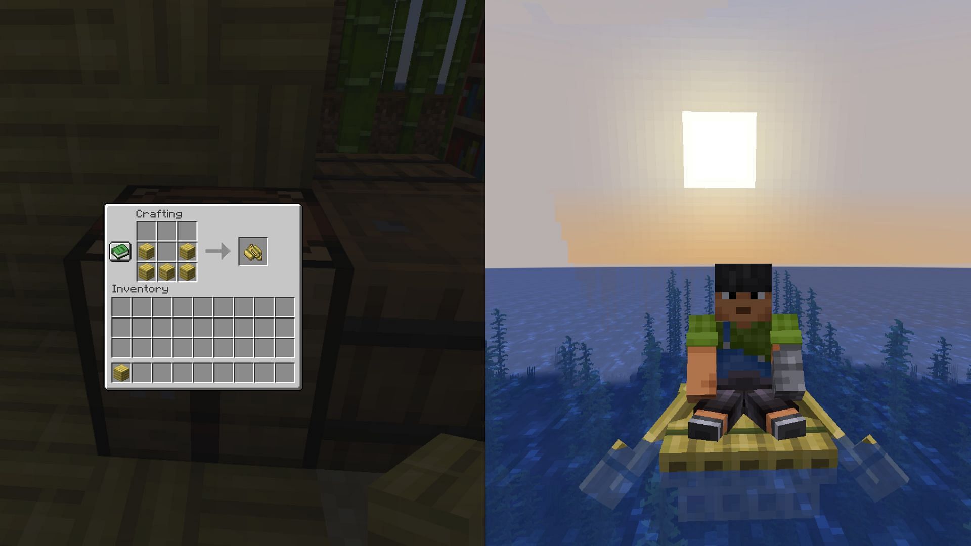 A new boat type - Raft (Image via Mojang)