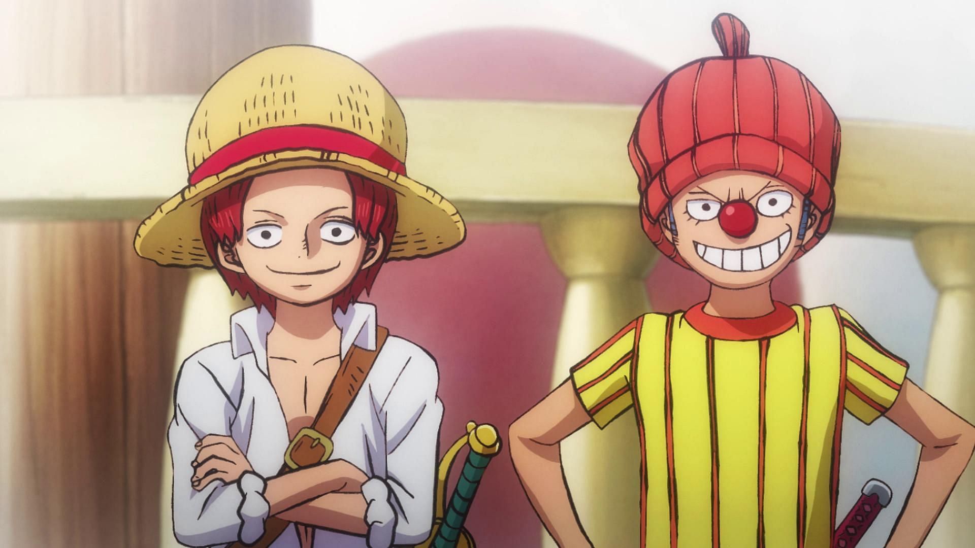 The chapter features a flashback of Shanks and Buggy&#039;s shared past (Image via Toei Animation, One Piece)