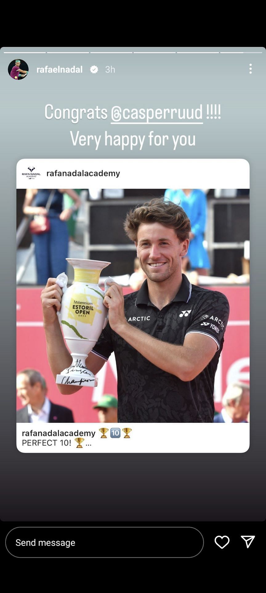 Rafael Nadal&#039;s Instagram story