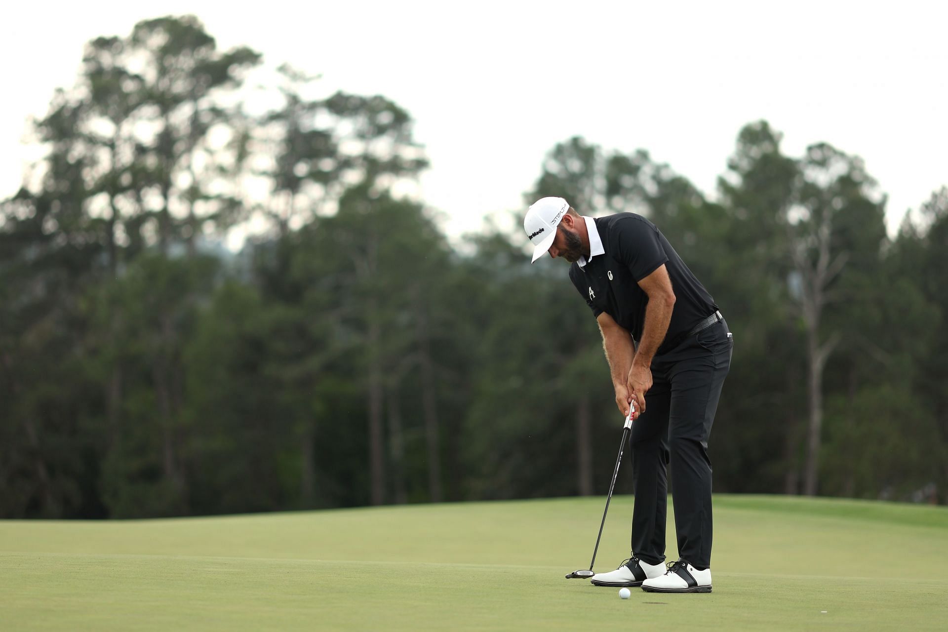 Dustin Johnson in action during Round Two of The Masters