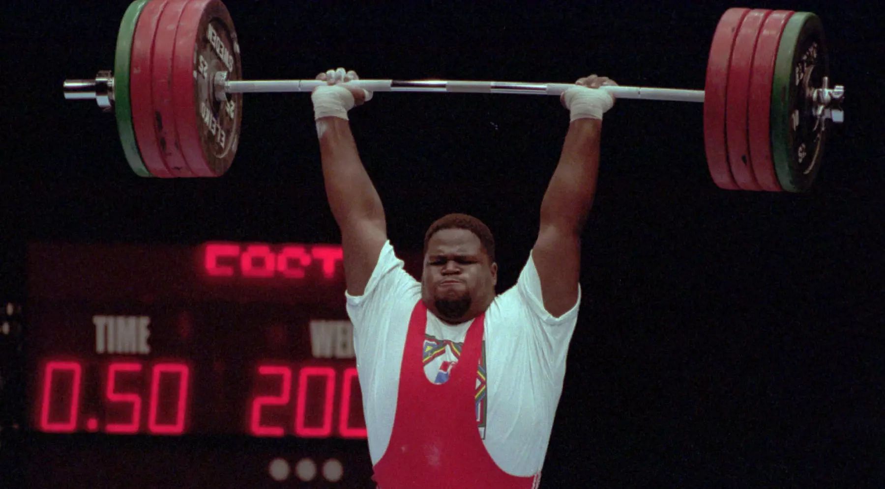 Mark Henry competing as a super heavyweight weightlifter in the Olympics