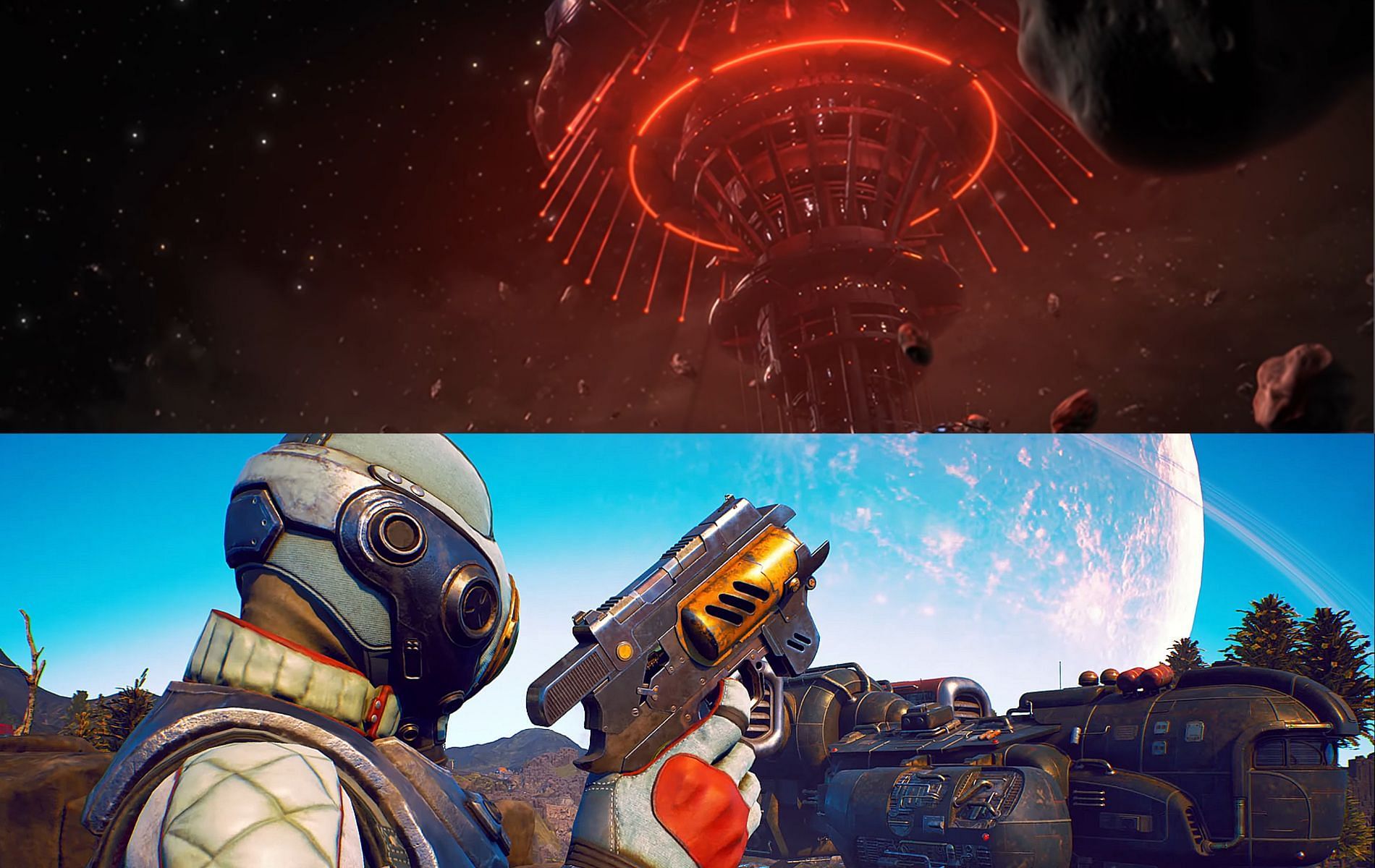Embark on unforgettable space-themed RPG adventures while you wait for the highly-anticipated release of Starfield (Images via Mass Effect official You Tube and Obsidian Entertainment)
