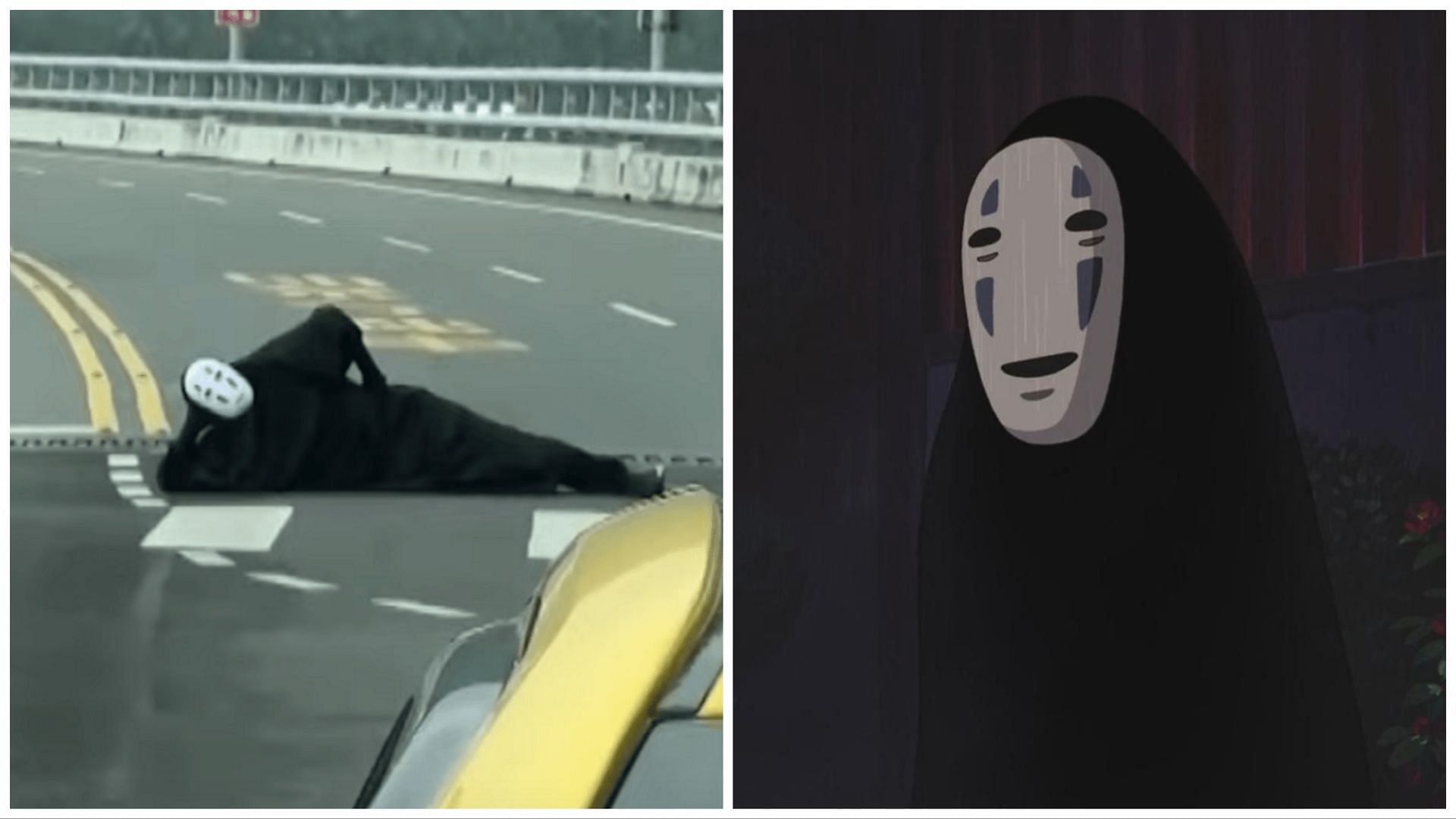 A fugitive in Taiwan, dressed as No-Face (Kaonashi) from Studio Ghibli&...