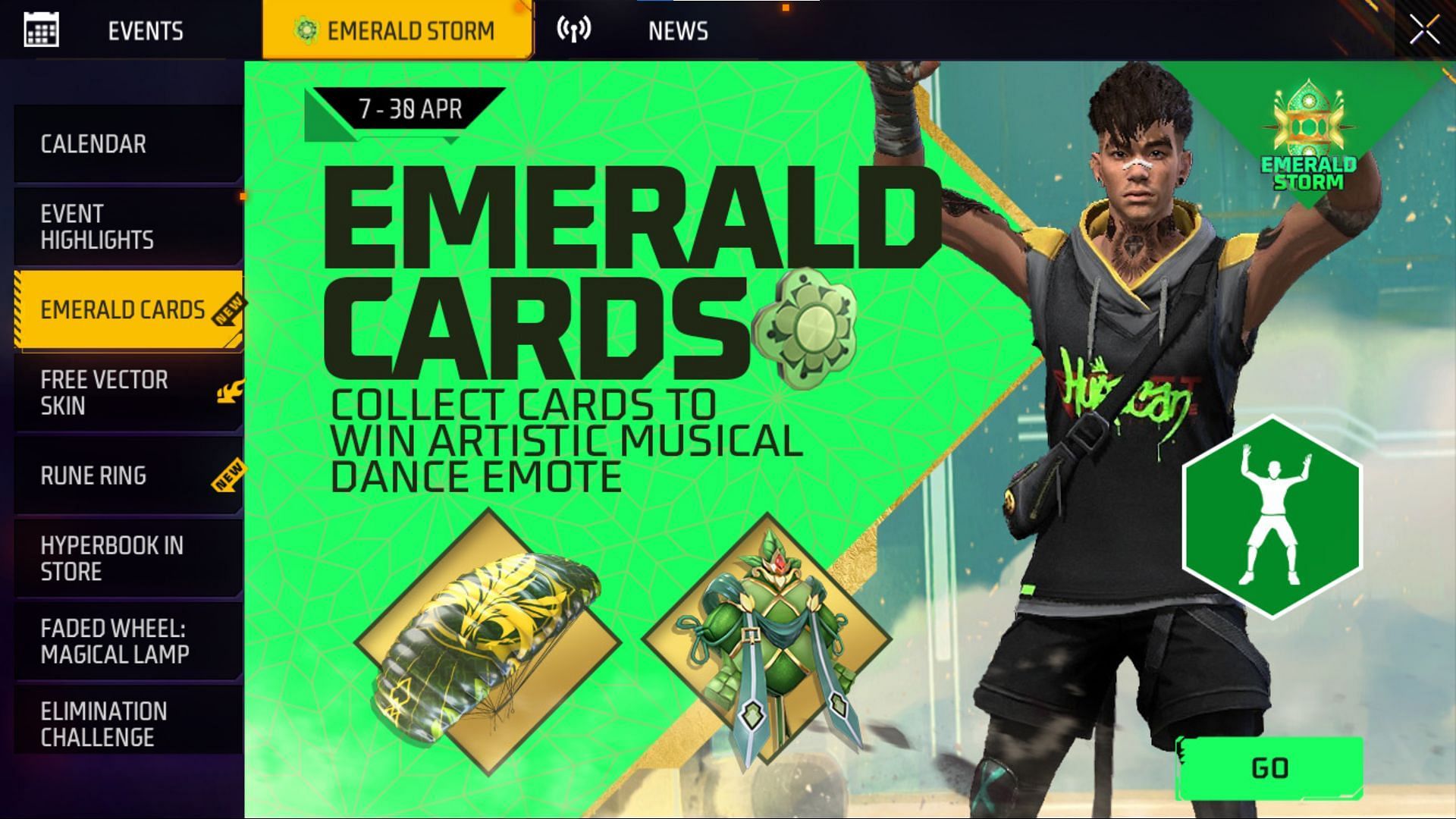 Emerald Cards is one of the ongoing events (Image via Garena)