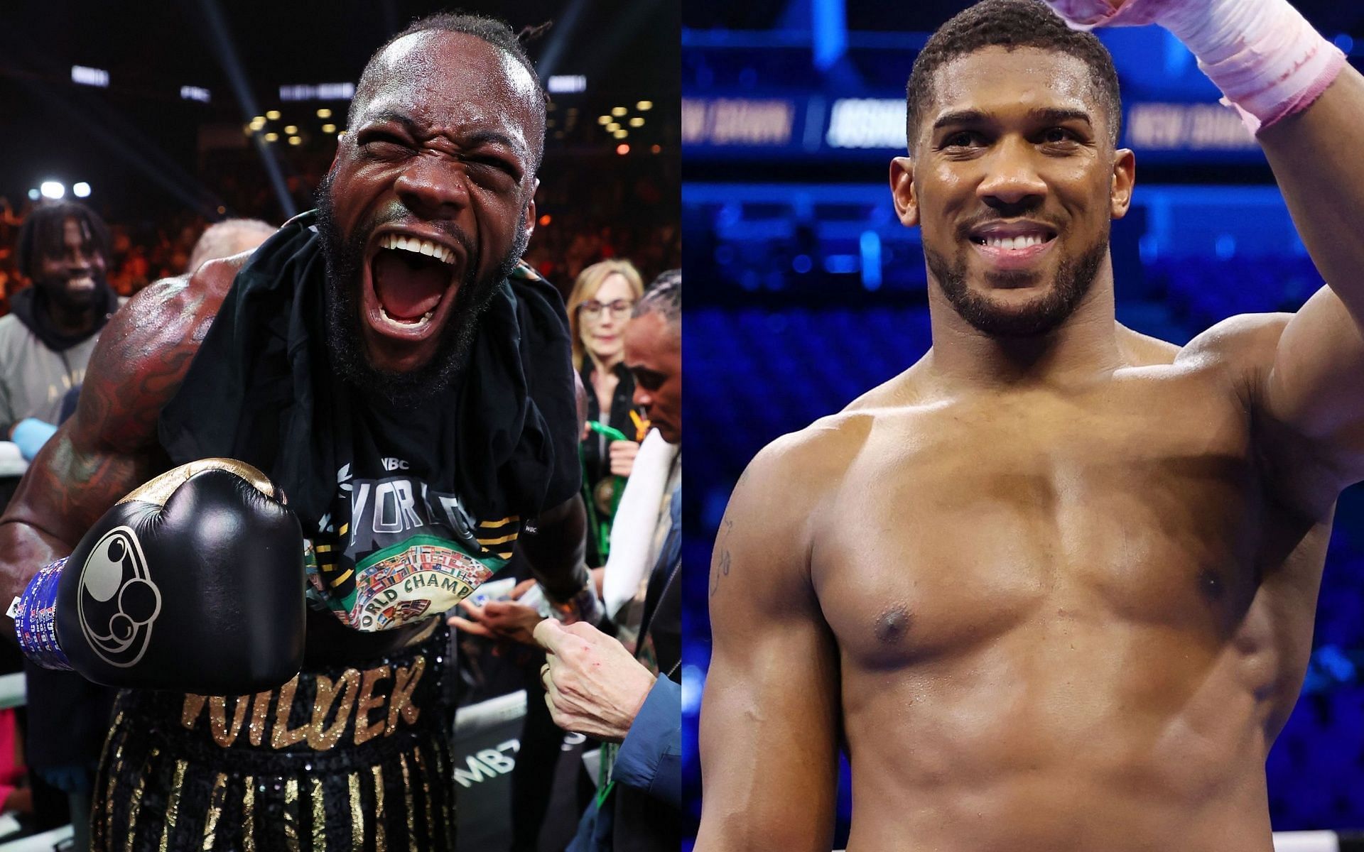 Deontay Wilder (L), and Anthony Joshua (R).