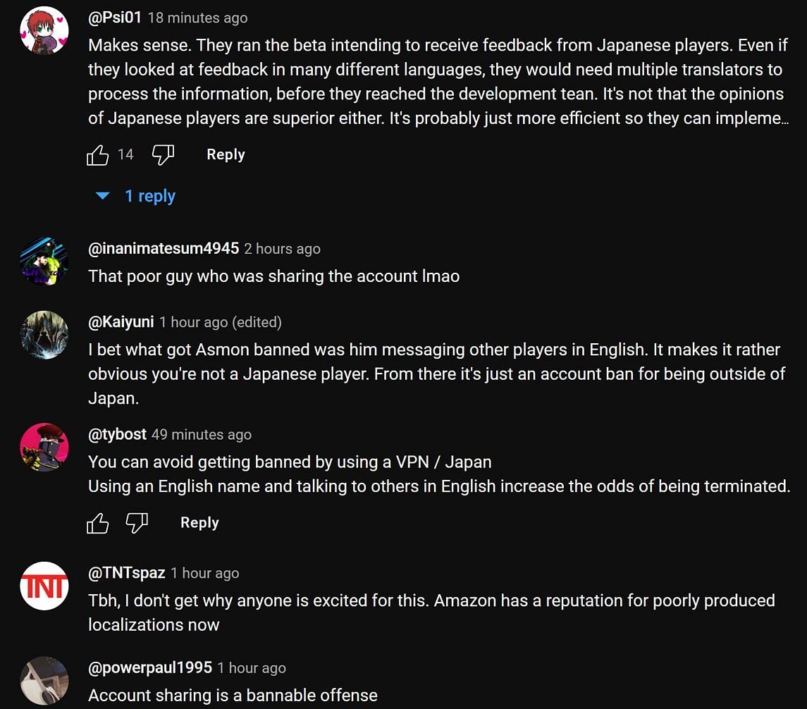 Fans in the YouTube comments section reacting to the streamer&#039;s clip. (Image via Asmongold Clips/YouTube)