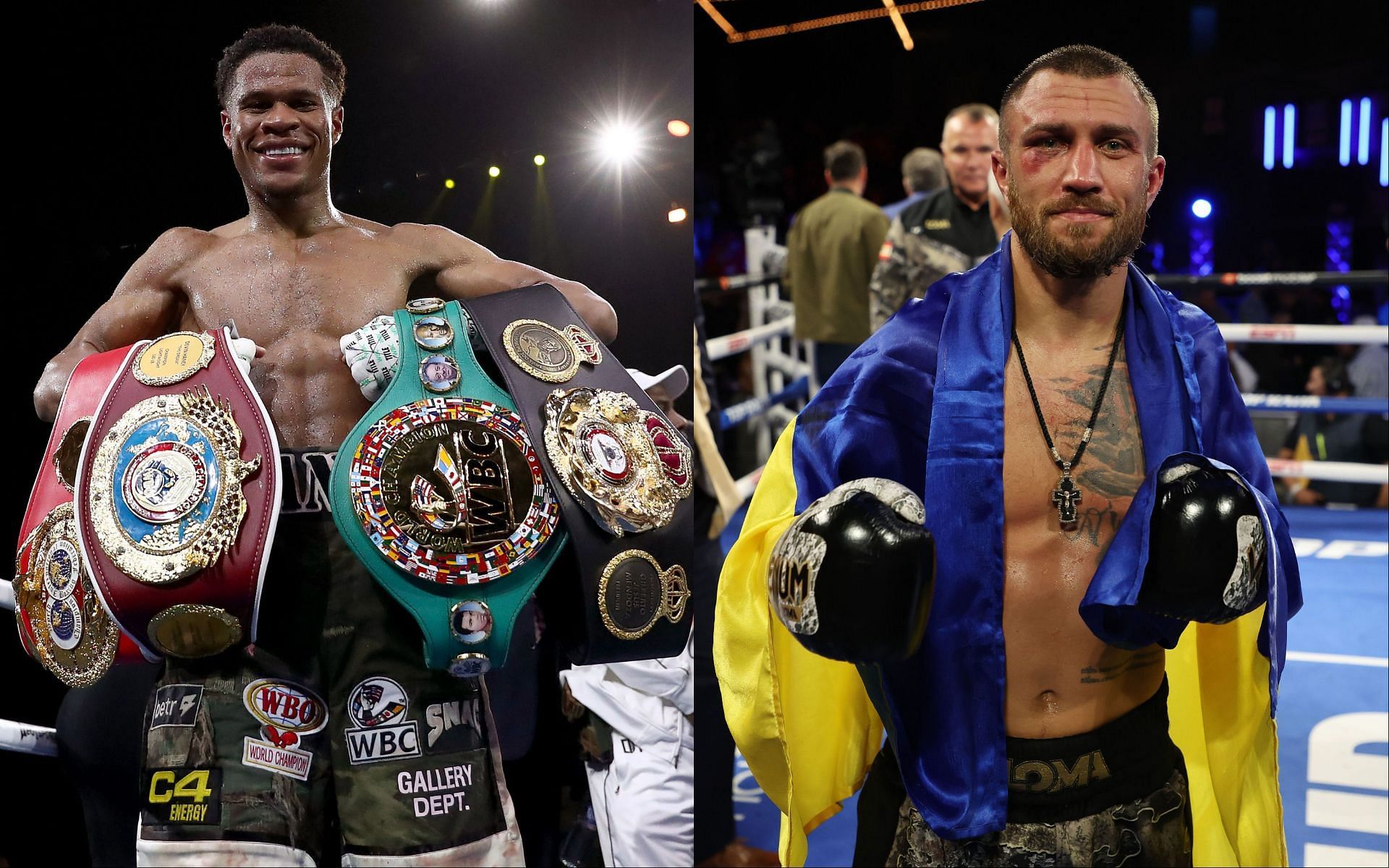 Devin Haney (L), and Vasiliy Lomachenko (R).