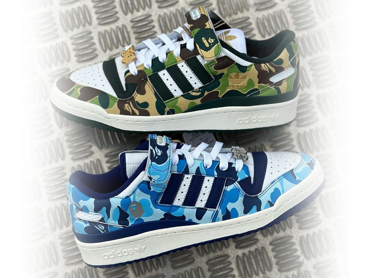 Bape x Adidas Forum Low sneaker pack (Image via @seabass_photos / Instagram)