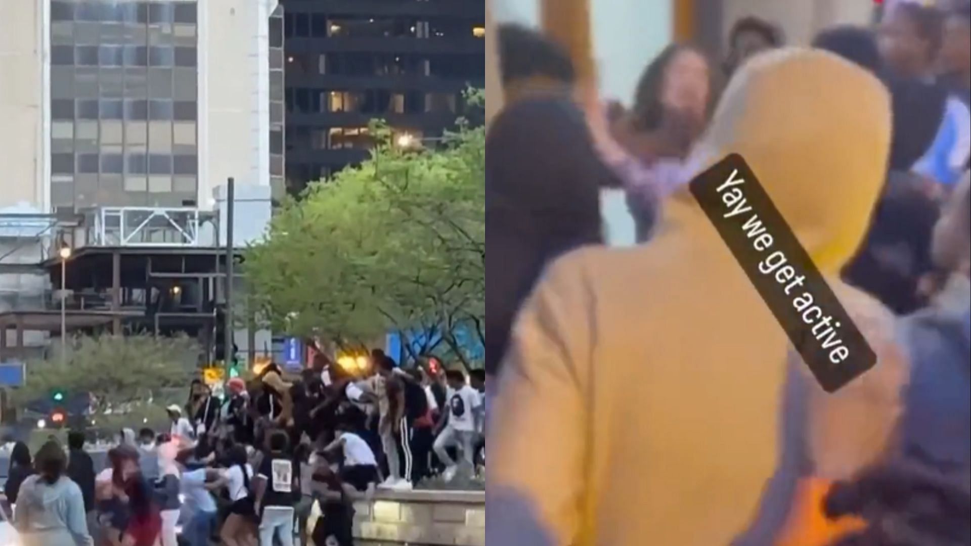 Viral video of women getting beaten by a teen mob in Chicago sparks outrage online. (Image via Twitter/@freedom4UUU, @EndWokeness)