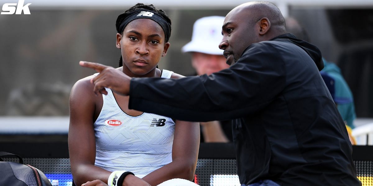 Coco Gauff with her dad