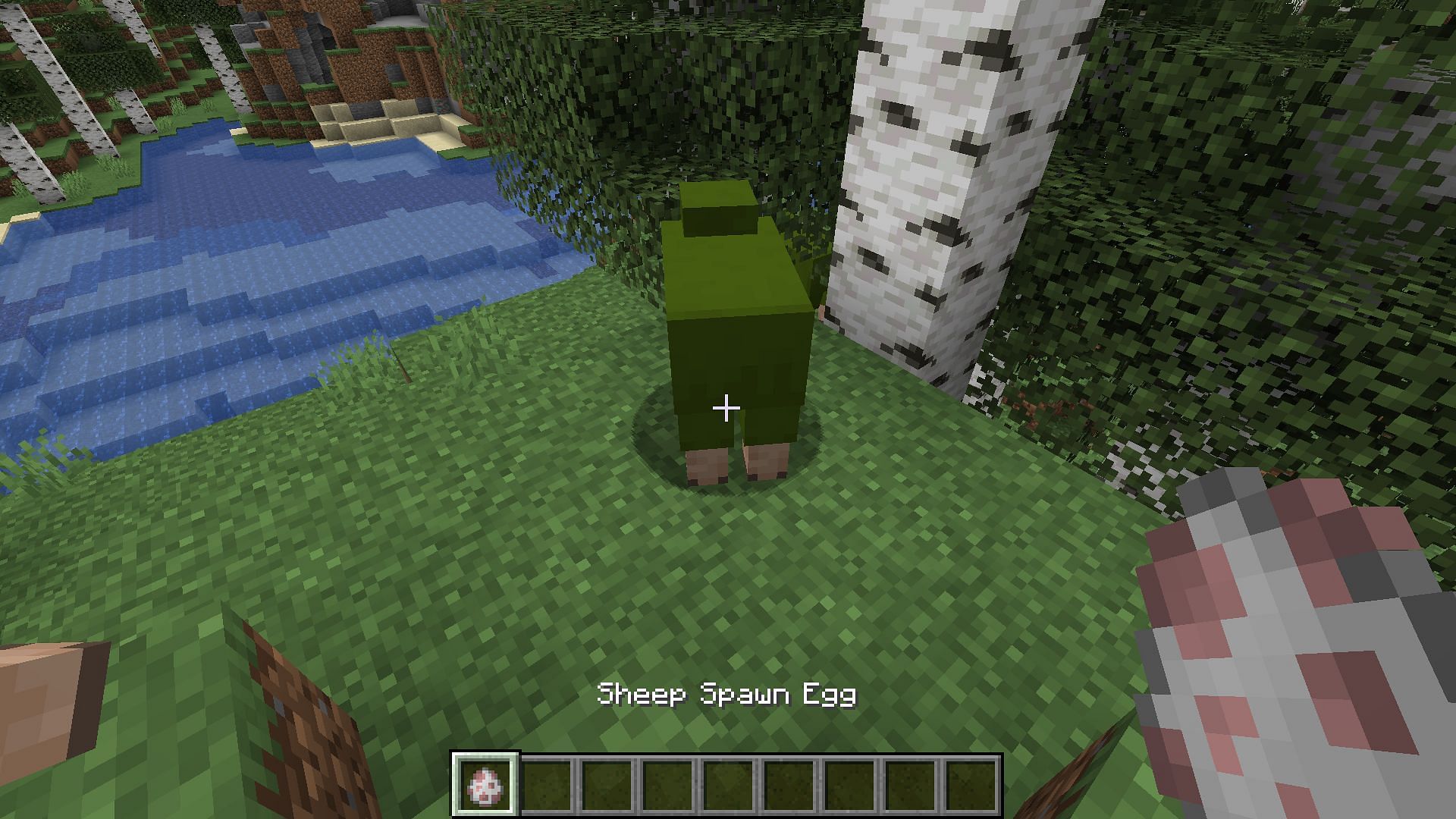 Sheep spawn color has been changed to green (Image via Mojang)