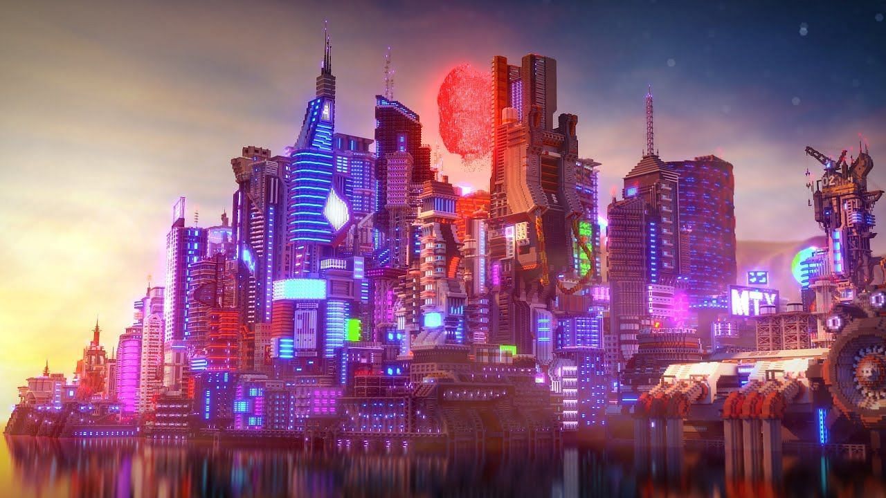 Cyberpunk and Minecraft go incredibly well together (Image via Youtube/Elysium Fire)