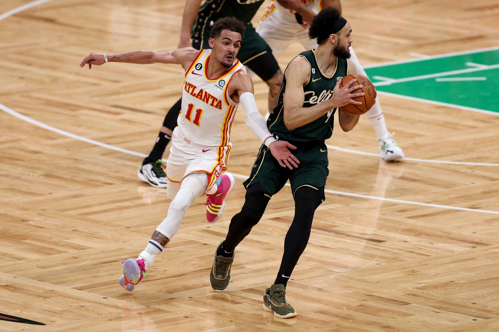 The NBA playoff picture will be clearer after Game 6 between Atlanta and Boston (Image via Getty Images)