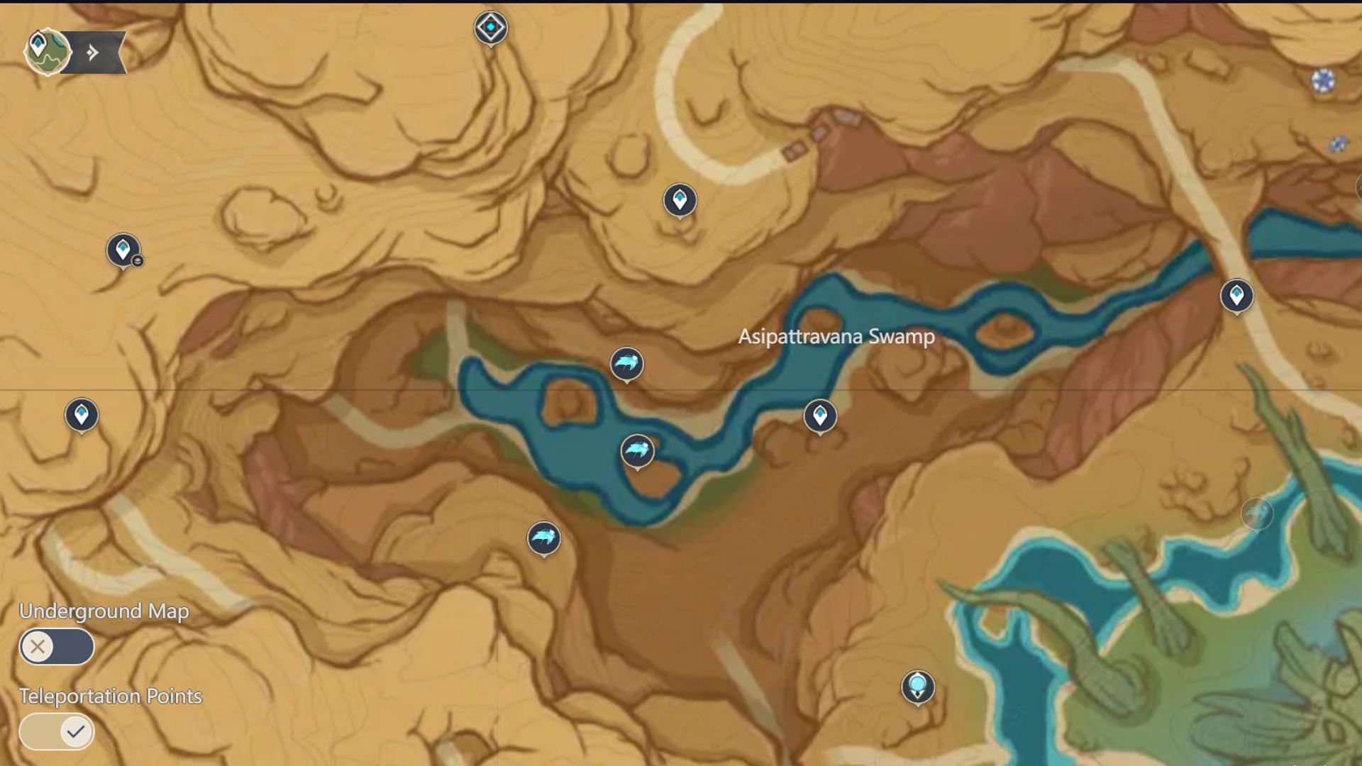 Location of all three Seelie in swamp (Image via HoYoverse)