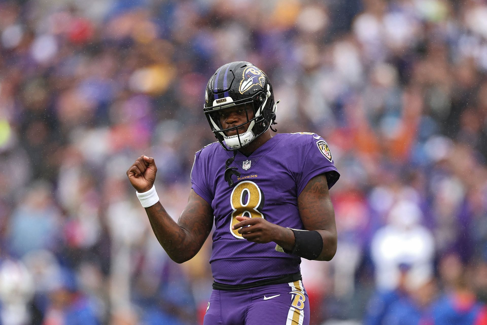 Lamar Jackson during Buffalo Bills v Baltimore Ravens