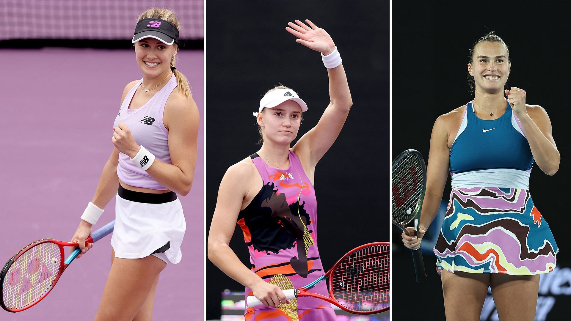 Eugenie Bouchard, Elena Rybakina and Aryna Sabalenka. 