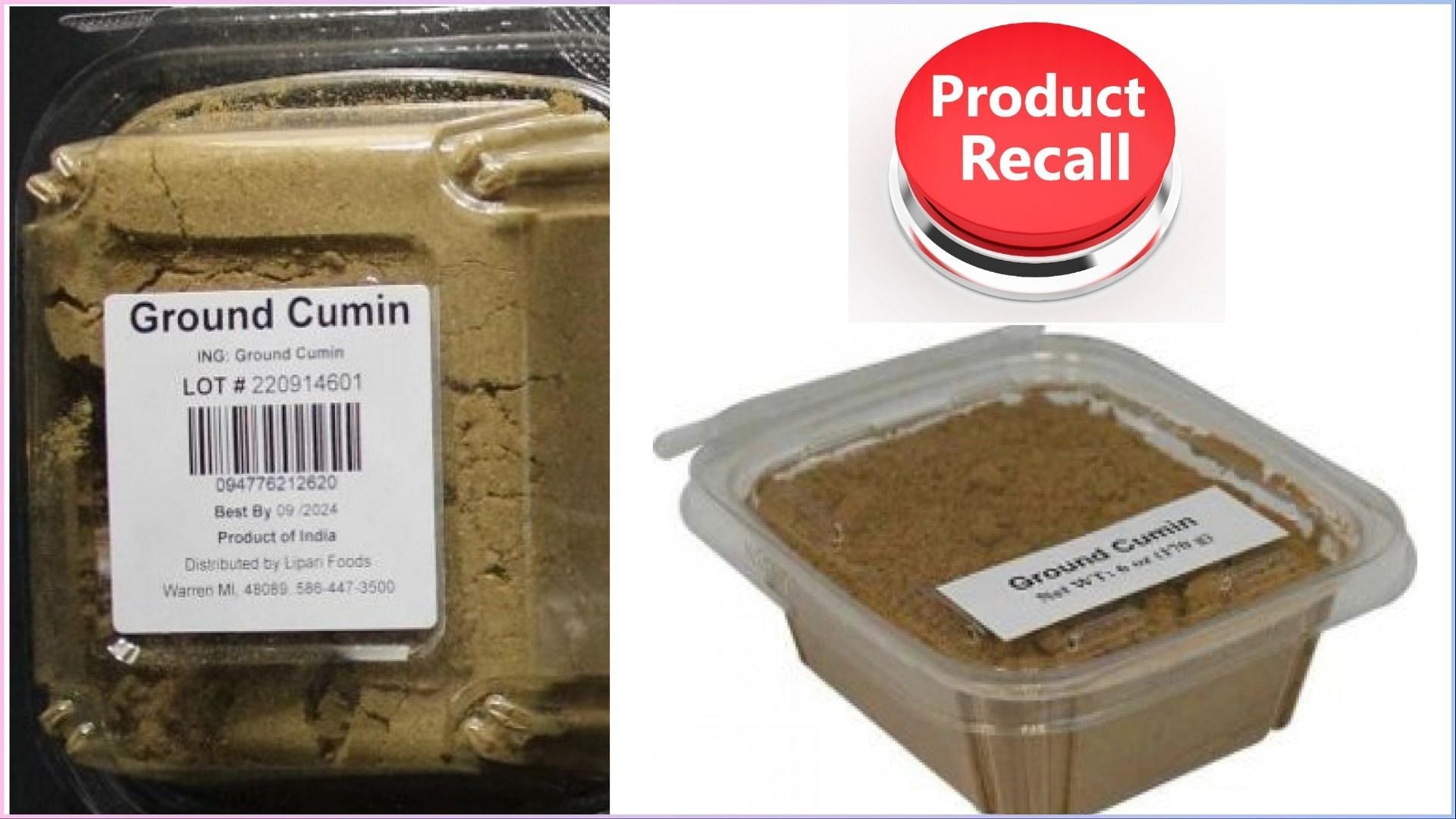 Lipari Foods recalls Lipari Branded Ground Cumin Tubs over Salmonella contamination concerns (Image via FDA)