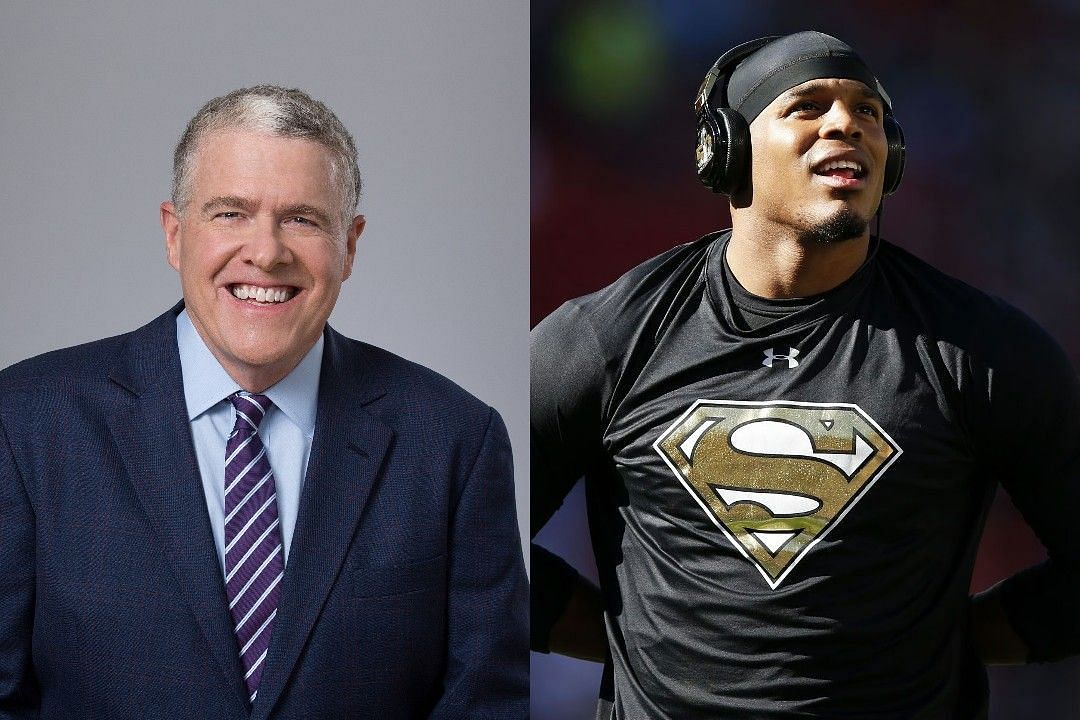 Peter King, left, Cam Newton, right 