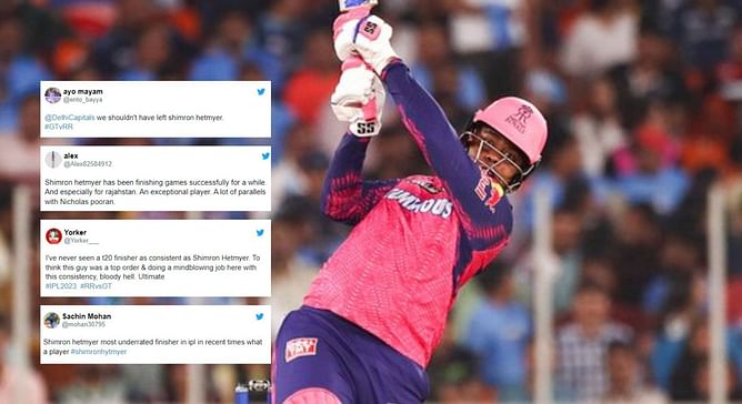 "Most underrated finisher" - Fans erupt as Shimron Hetmyer scores 56* off 26 balls as RR beat GT in IPL 2023