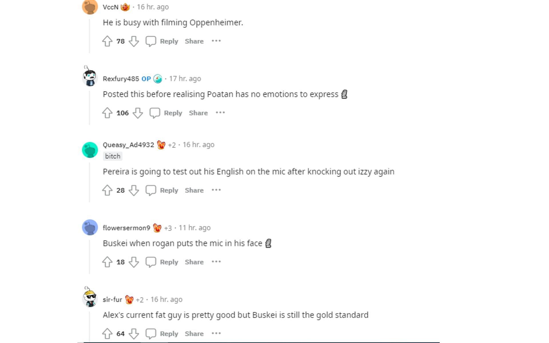 Screenshot of fans&#039; reactions to the idea of a Pereira-Buskei partnership