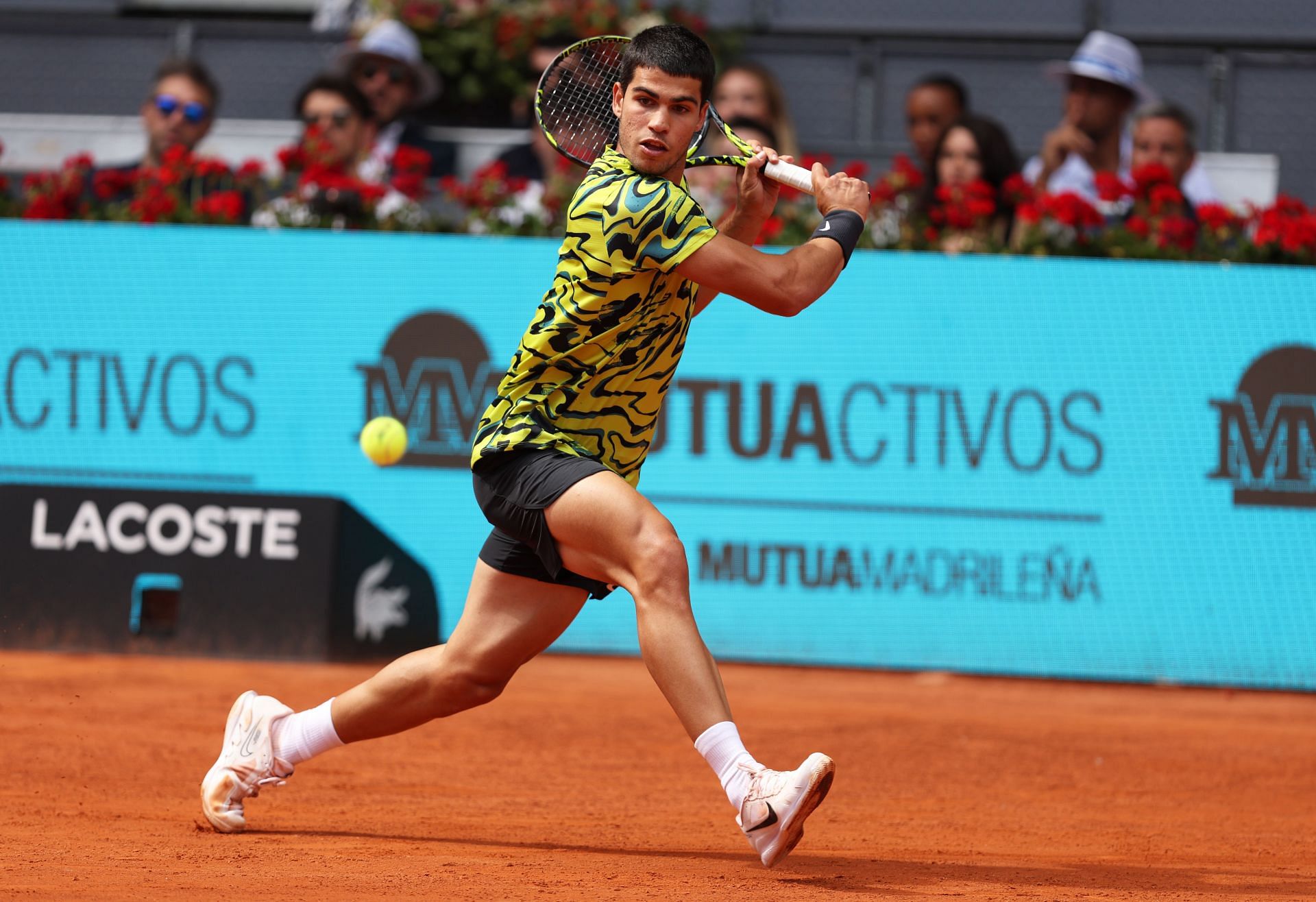 Carlos Alcaraz in action at the 2023 Madrid Open