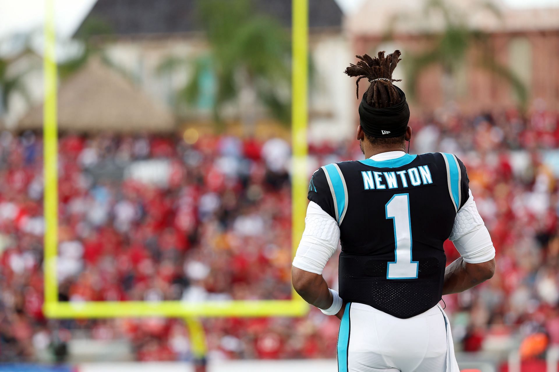 Carolina Panthers quarterback Cam Newton (1) signals first down against the  Tennessee Titans during an NFL