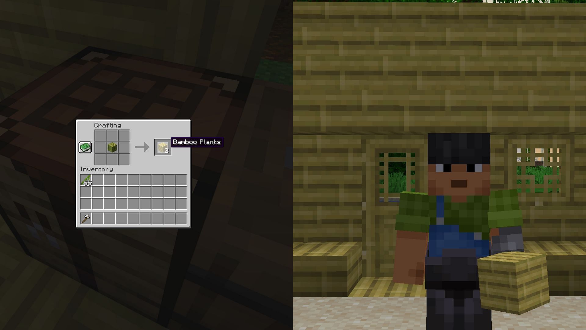 New bamboo planks come underwood type so that you can use them like any regular planks (Image via Mojang)