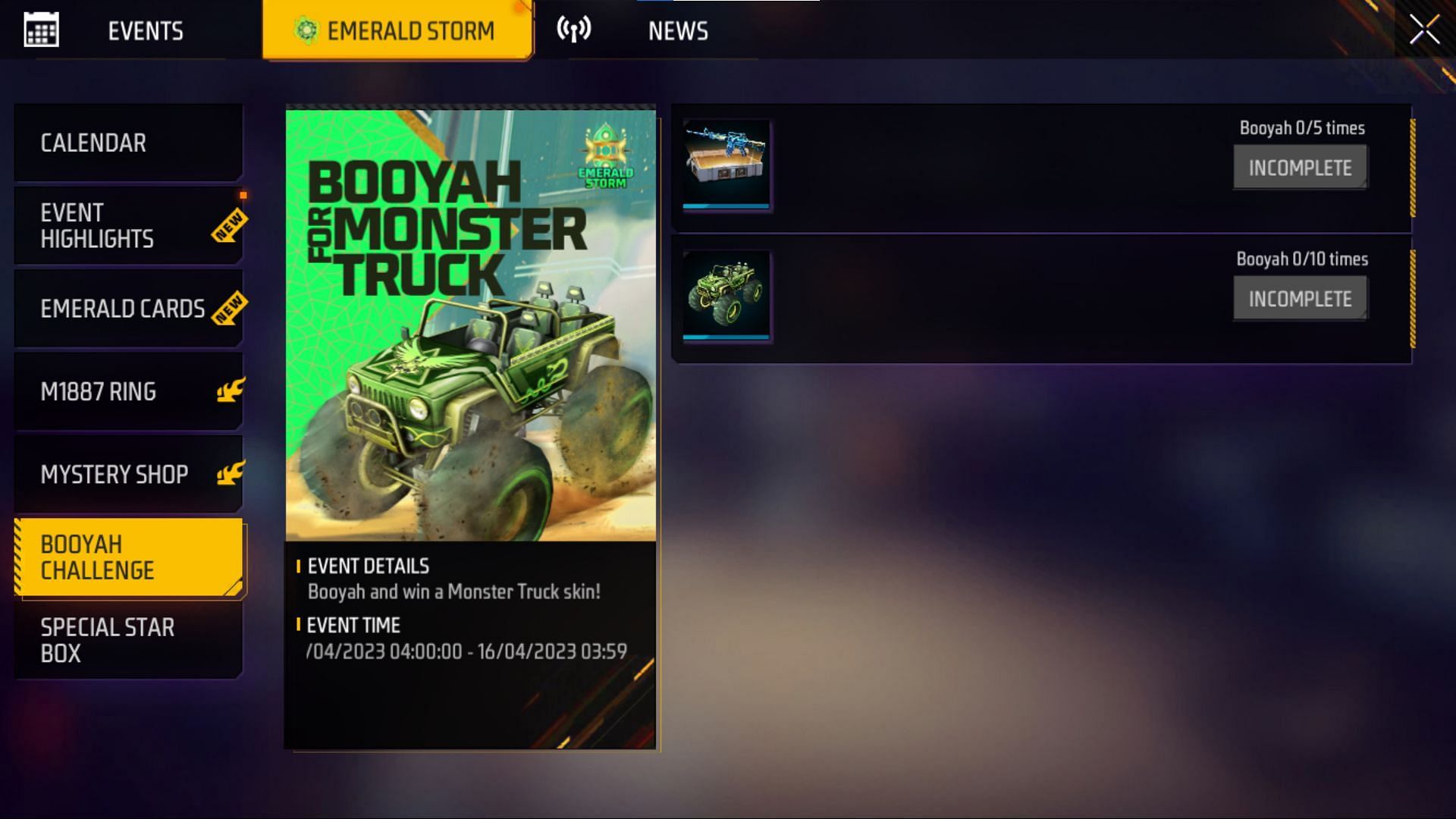 The tasks of the new Booyah Challenge are pretty easy to complete (Image via Garena)