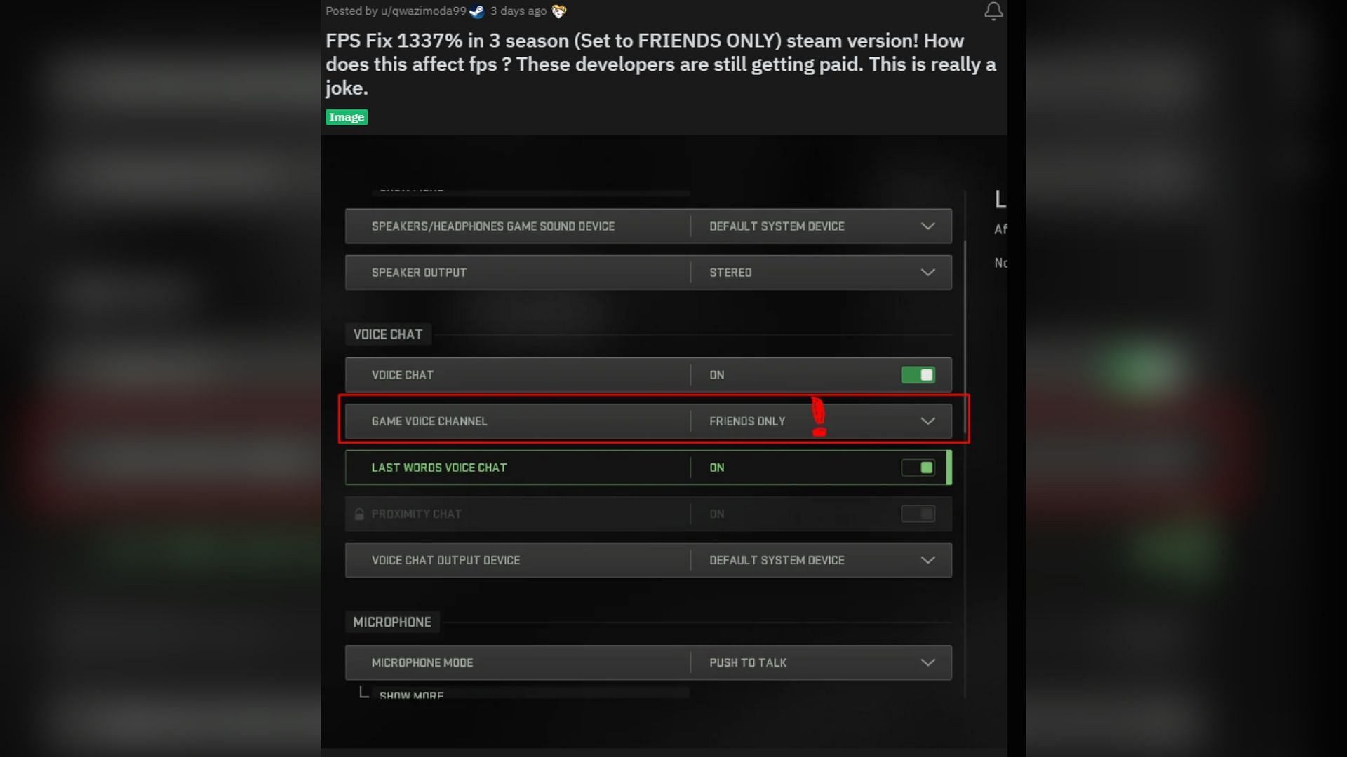 Warzone 2 audio settings (Image via Reddit/qwazimoda99)