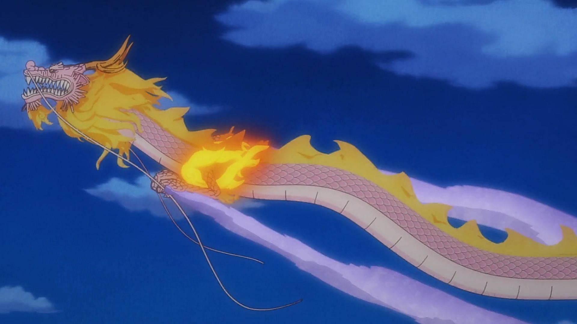 Momonosuke pulling Onigashima in One Piece episode 1060 (Image via Toei Animation)