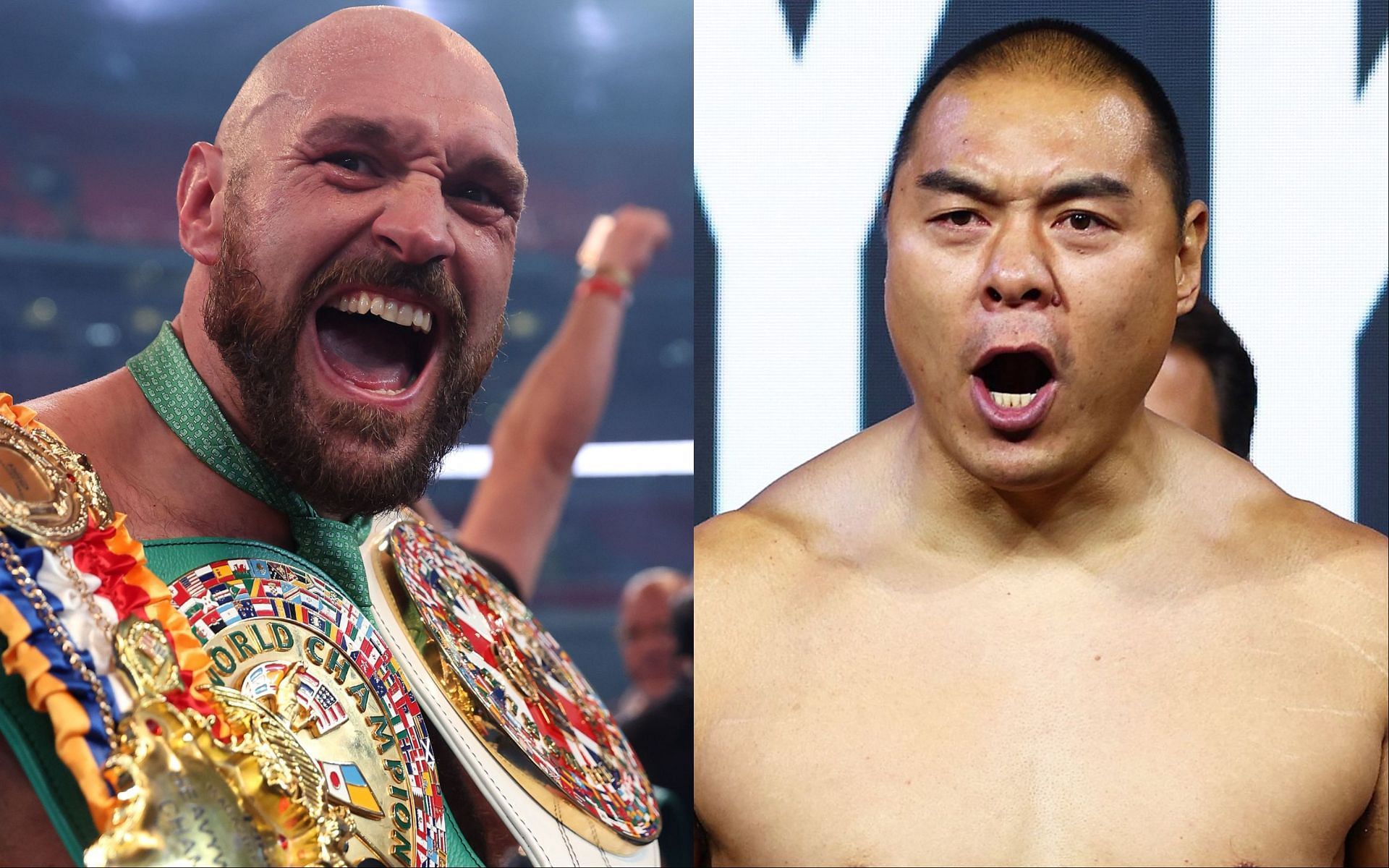 Tyson Fury (L), and Zhilei Zhang (R).