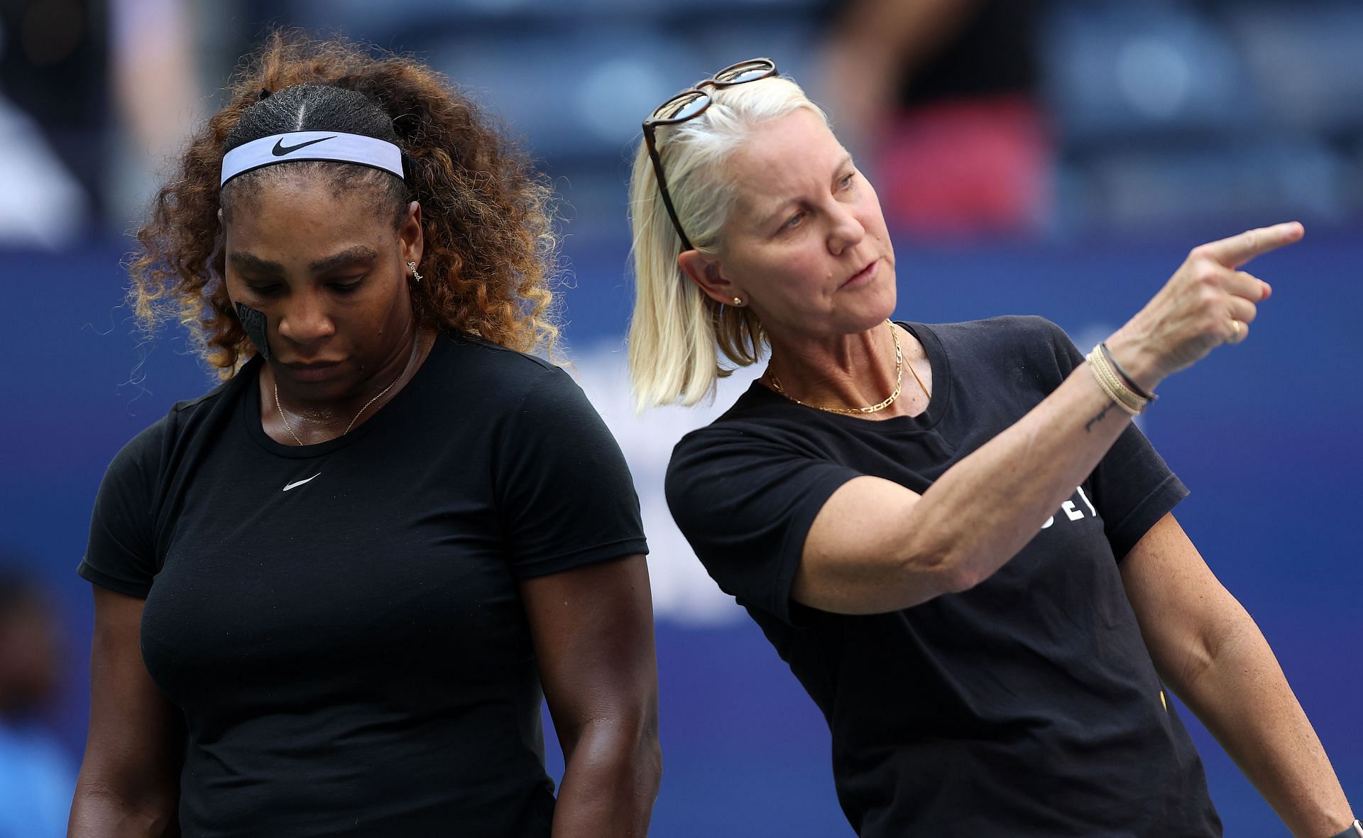 Tennis icon Serena Williams and her then-coach Rennae Stubbs at the 2022 US Open