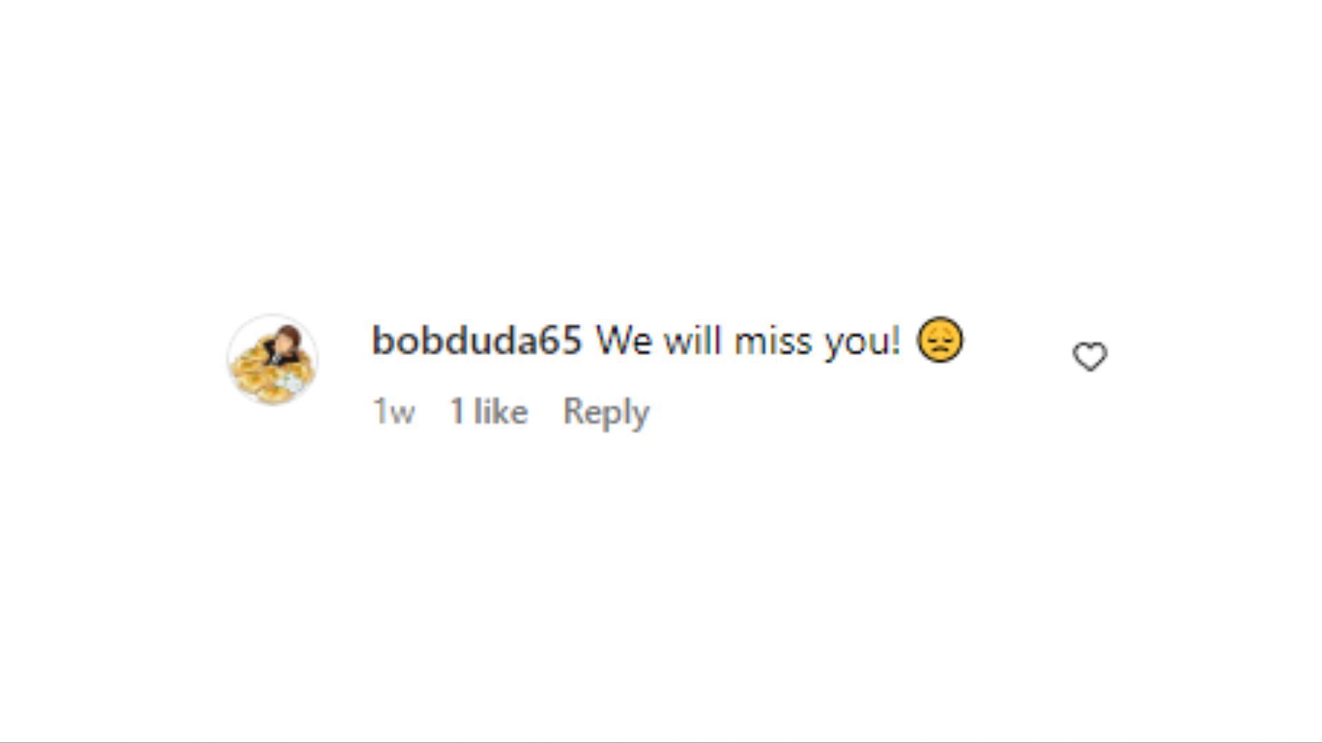 comment by the user @bobduda65 on Instagram (Image via Instagram)