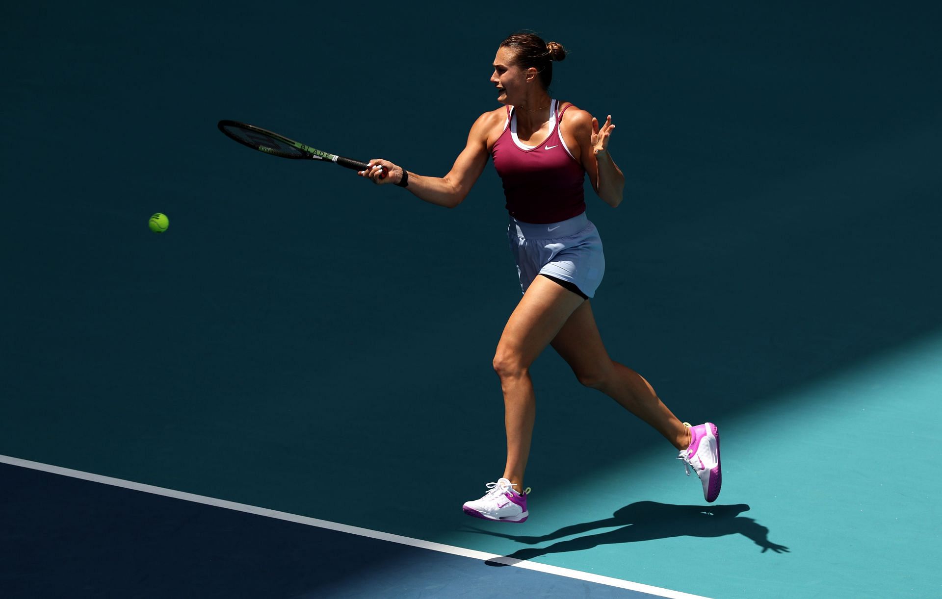 Aryna Sabalenka in action at the Miami Open