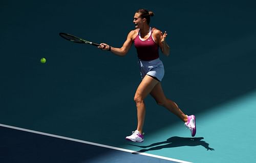 Aryna Sabalenka in action at the Miami Open