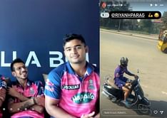 [Watch] Yuzvendra Chahal shares a video of his RR teammate Riyan Parag driving a two-wheeler