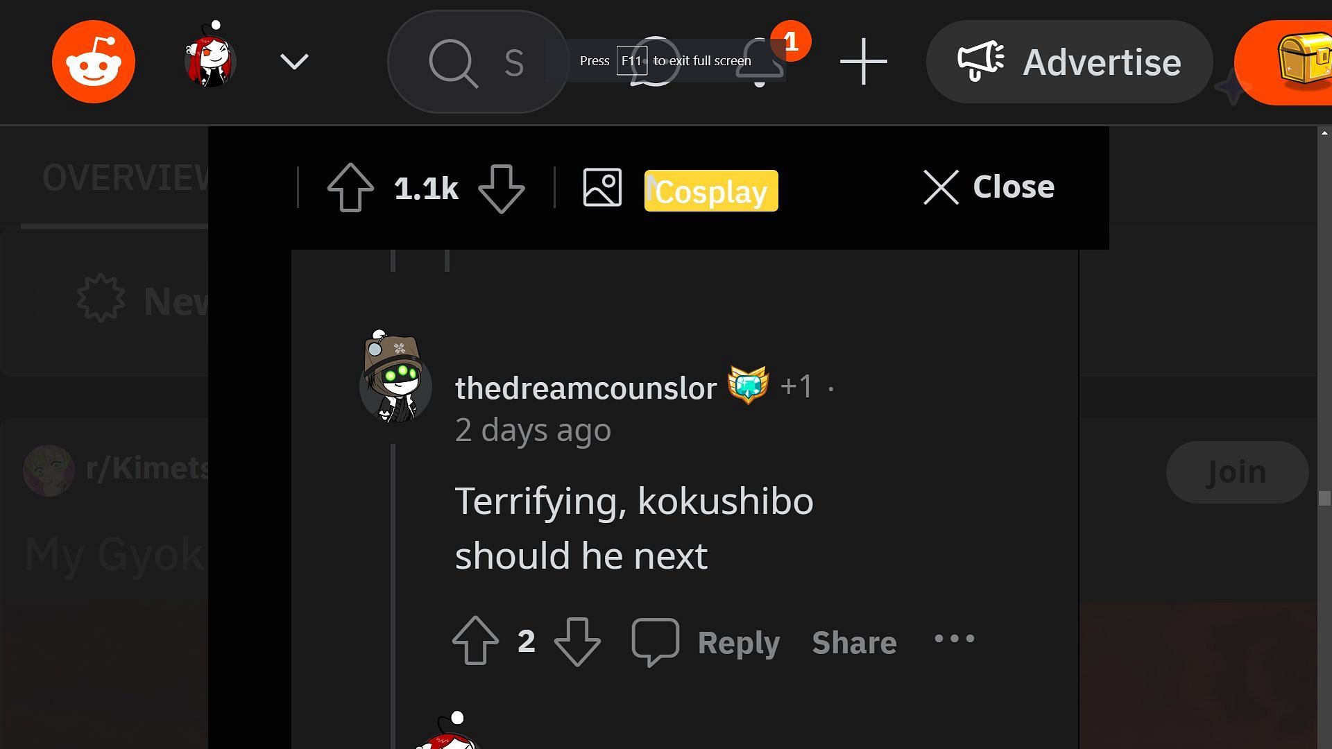 Fan requests for a Kokushibo cosplay (Image via Reddit thread r/KimetsuNoYaiba)