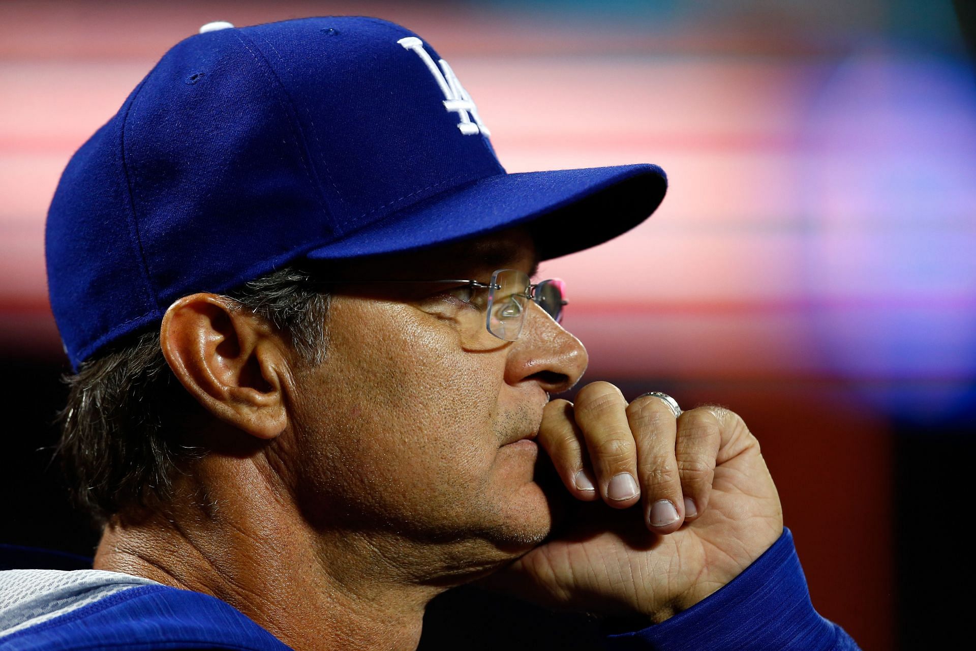 Division Series - Los Angeles Dodgers v New York Mets - Game Four: NEW YORK, NY - OCTOBER 13: Don Mattingly #8 of the Los Angeles Dodgers looks on from the dugout against the New York Mets during game four of the National League Division Series at Citi Field on October 13, 2015, in New York City. (Photo by Mike Stobe/Getty Images)