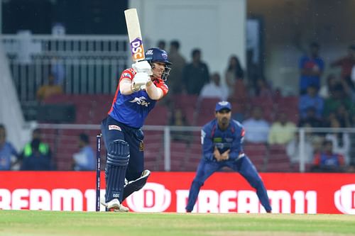 Delhi Capitals skipper David Warner plays a shot against Lucknow Super Giants in IPL 2023 (Image Courtesy: Twitter/IPL)