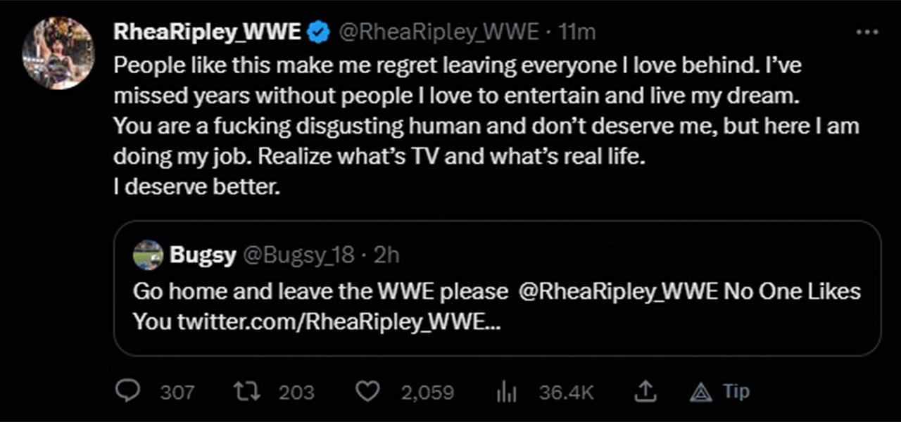 The Eradicator&#039;s response along with the fan&#039;s original tweet