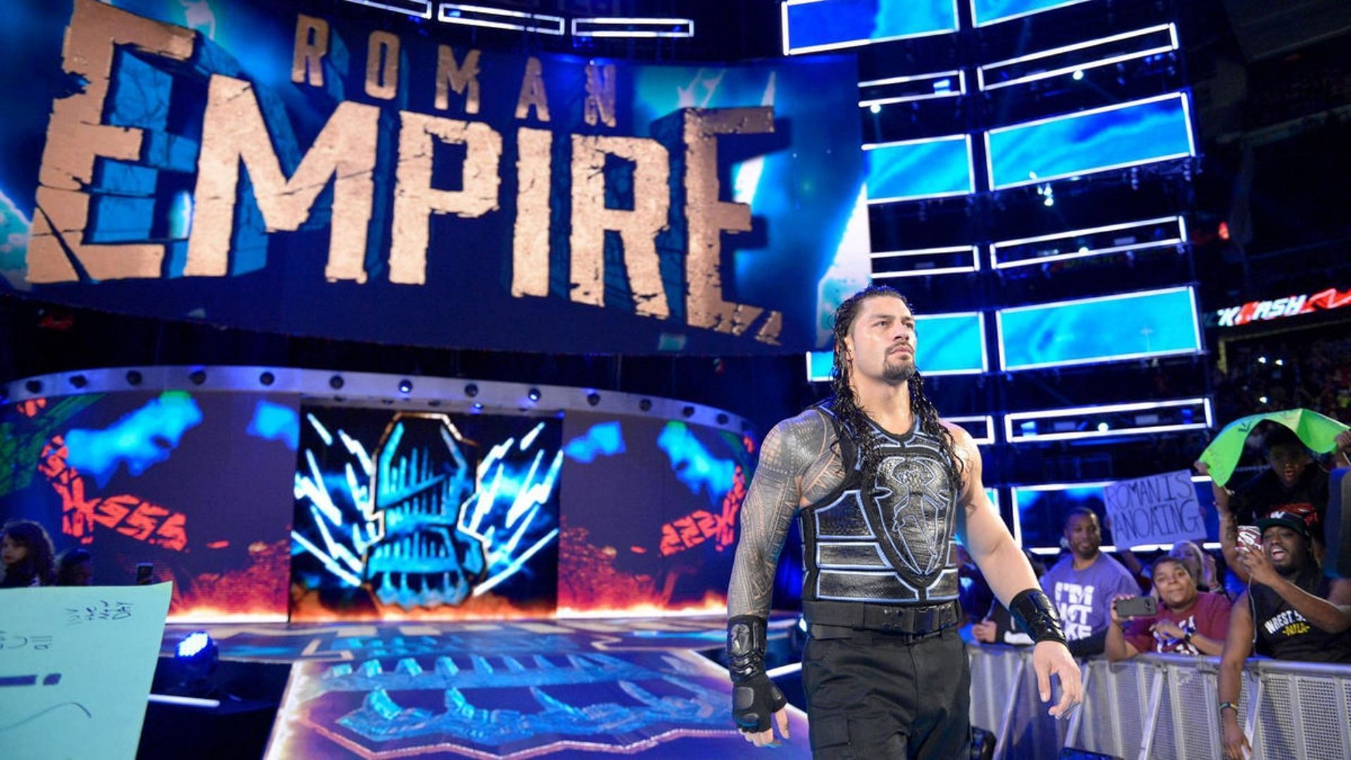Roman Reigns makes his entrance at WWE Backlash.