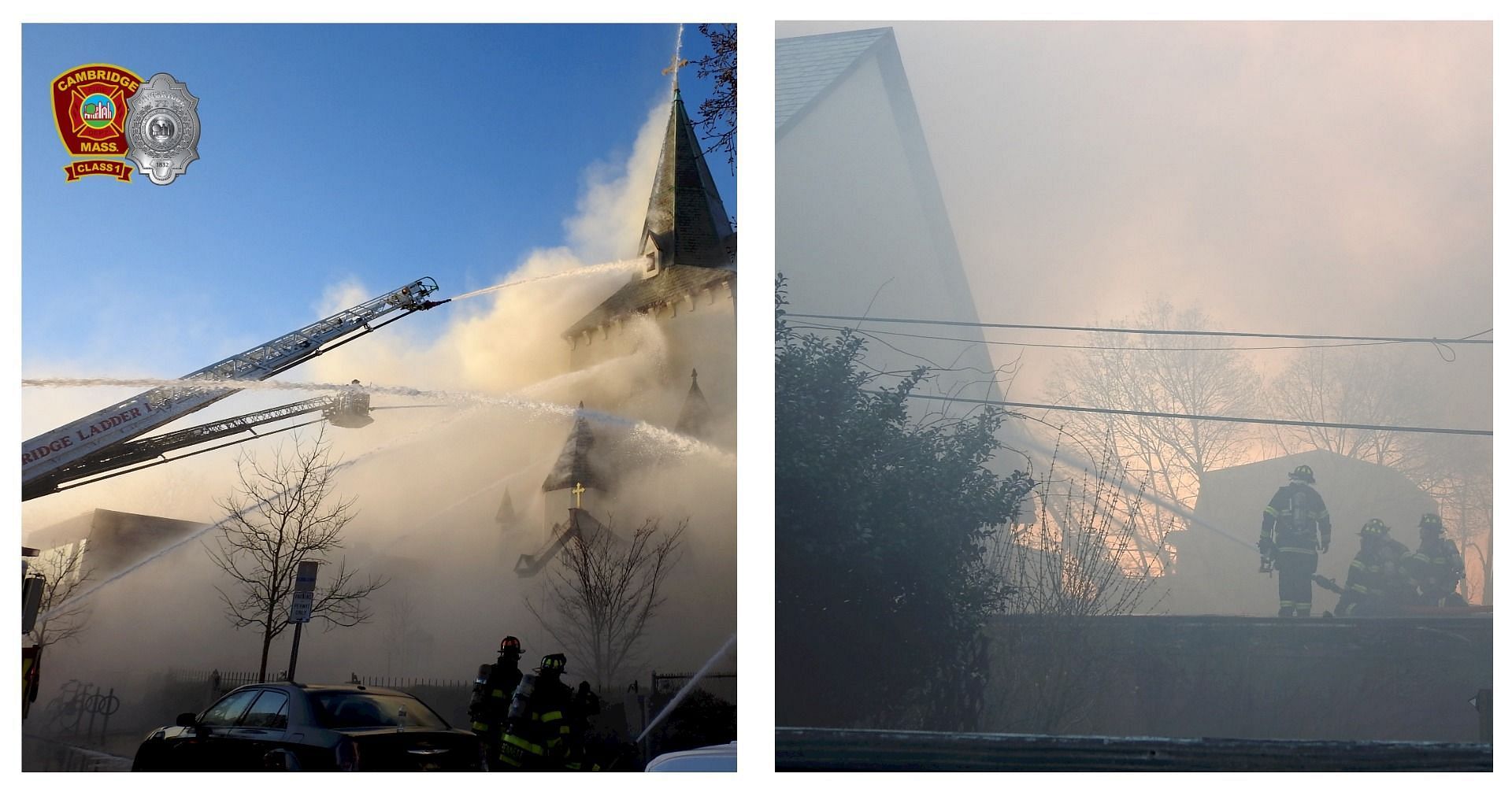 Fire takes place at Lutheran church (Image via Twitter/@CambridgeMAFire)