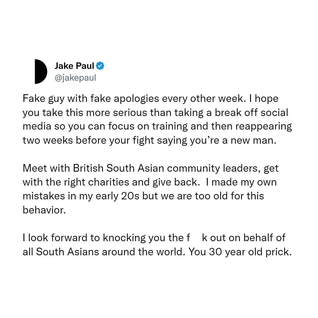 Jake calls out KSI (Image via Twitter)