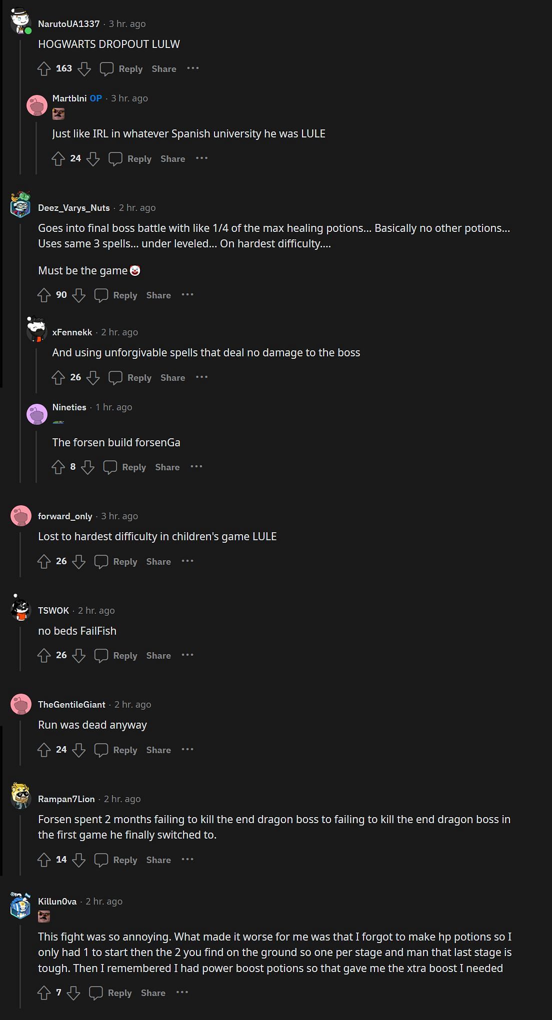 Redditors comment on Forsen&#039;s clip (Image via r/LivestreamFail)