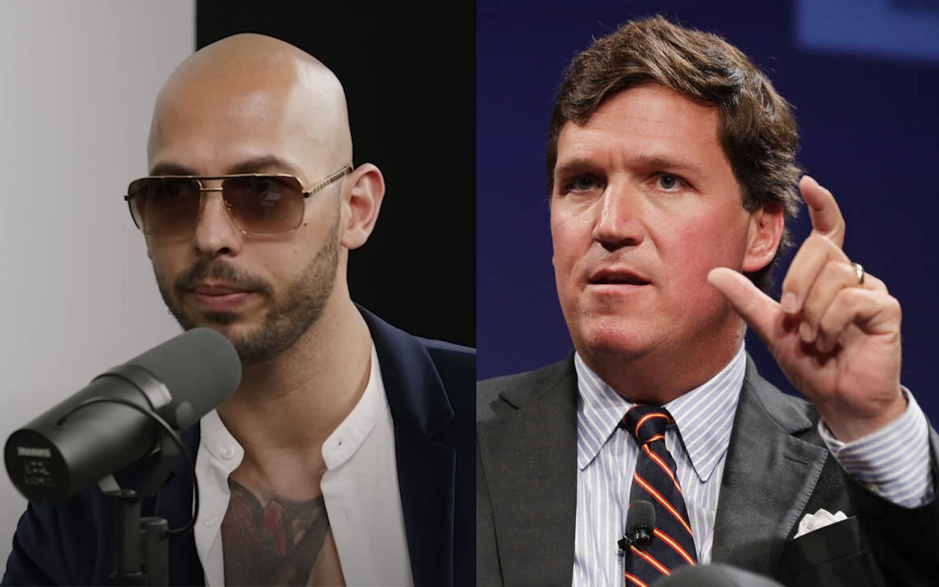 Andrew Tate (left) and Tucker Carlson (right). [Images courtesy: left image from Twitter @PopBase]