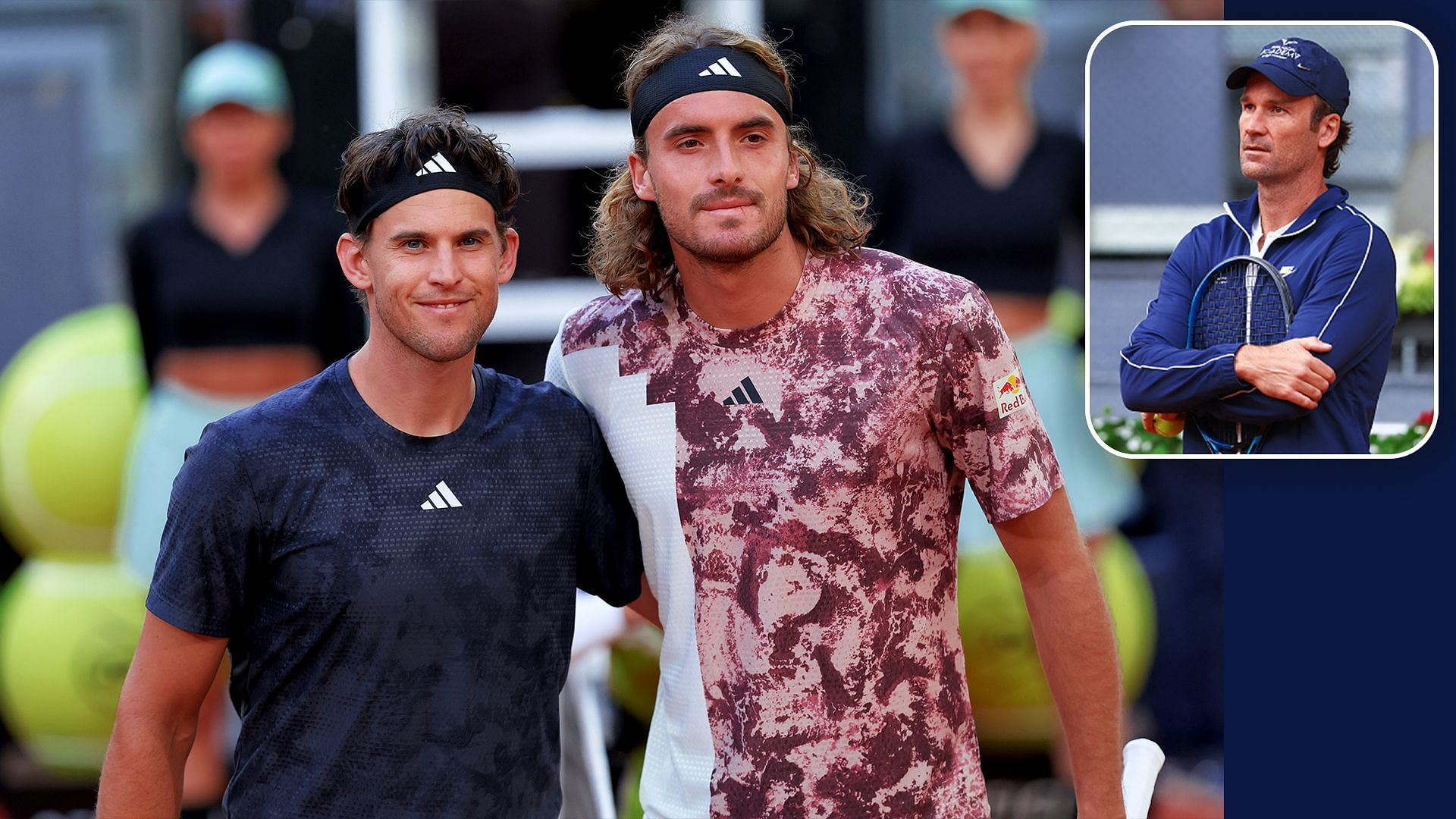 Carlos Moya attends the 2023 Madrid Open clash between Stefanos Tsitsipas and Dominic Thiem.