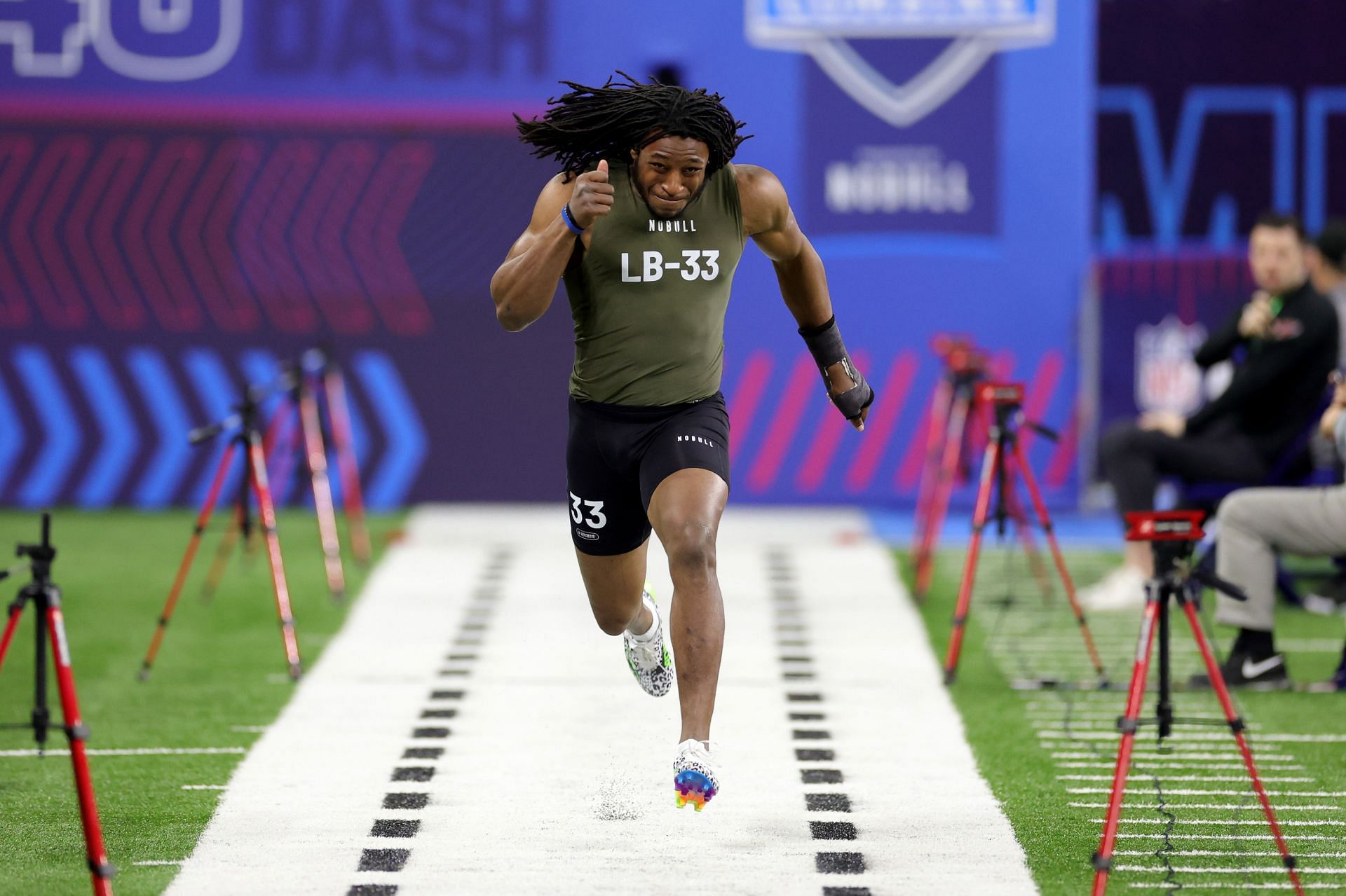 LB Dorian Williams running the 40-yard dash at the 2023 NFL Scouting Combine