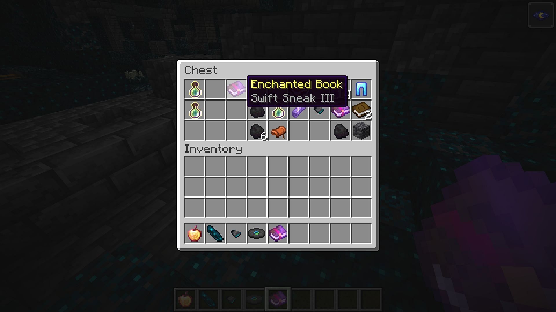 Swift Sneak enchantment allow players to walk faster while crouching in Minecraft (Image via Mojang)