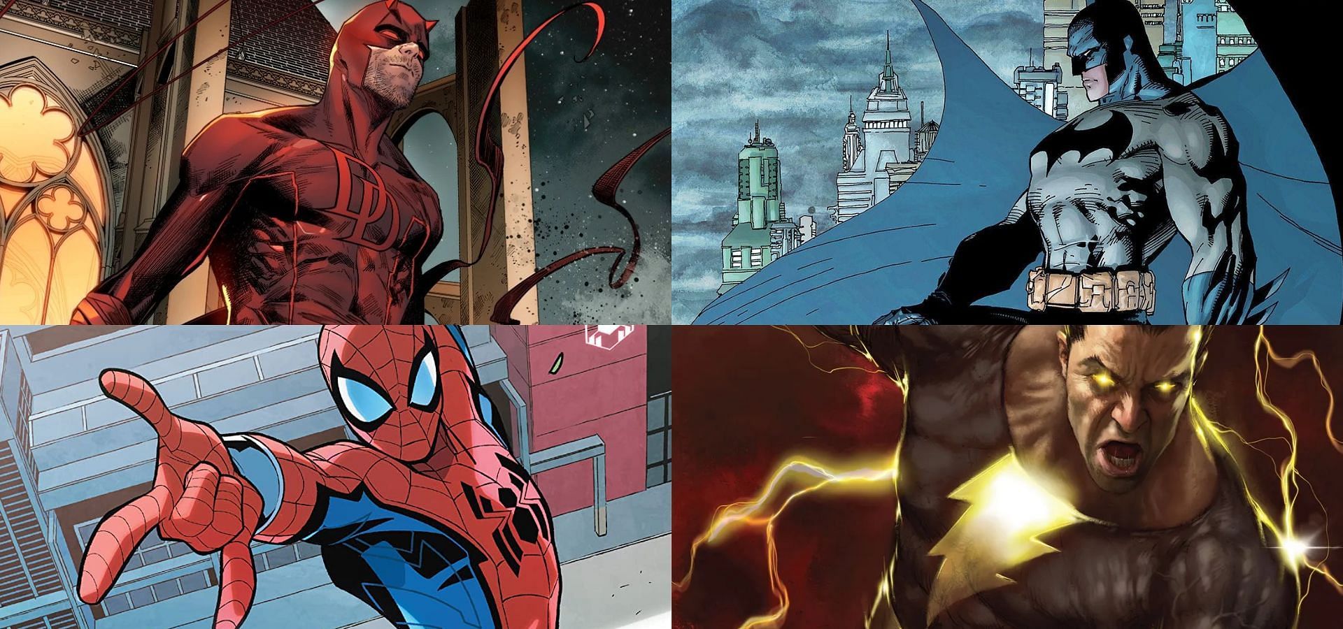 Daredevil, Batman, Spiderman, Black Adam